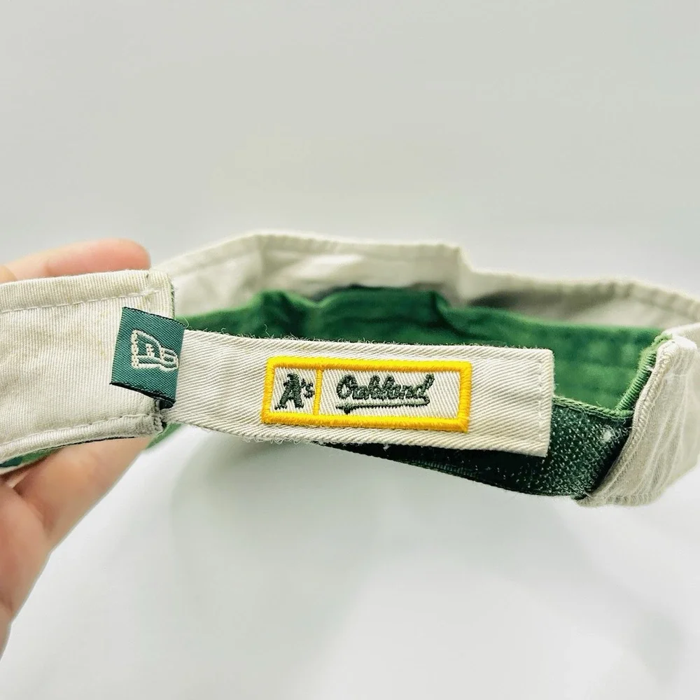 Oakland Athletics New Era Team Logo Visor Hat Cap Adjustable Strapback MLB Beige